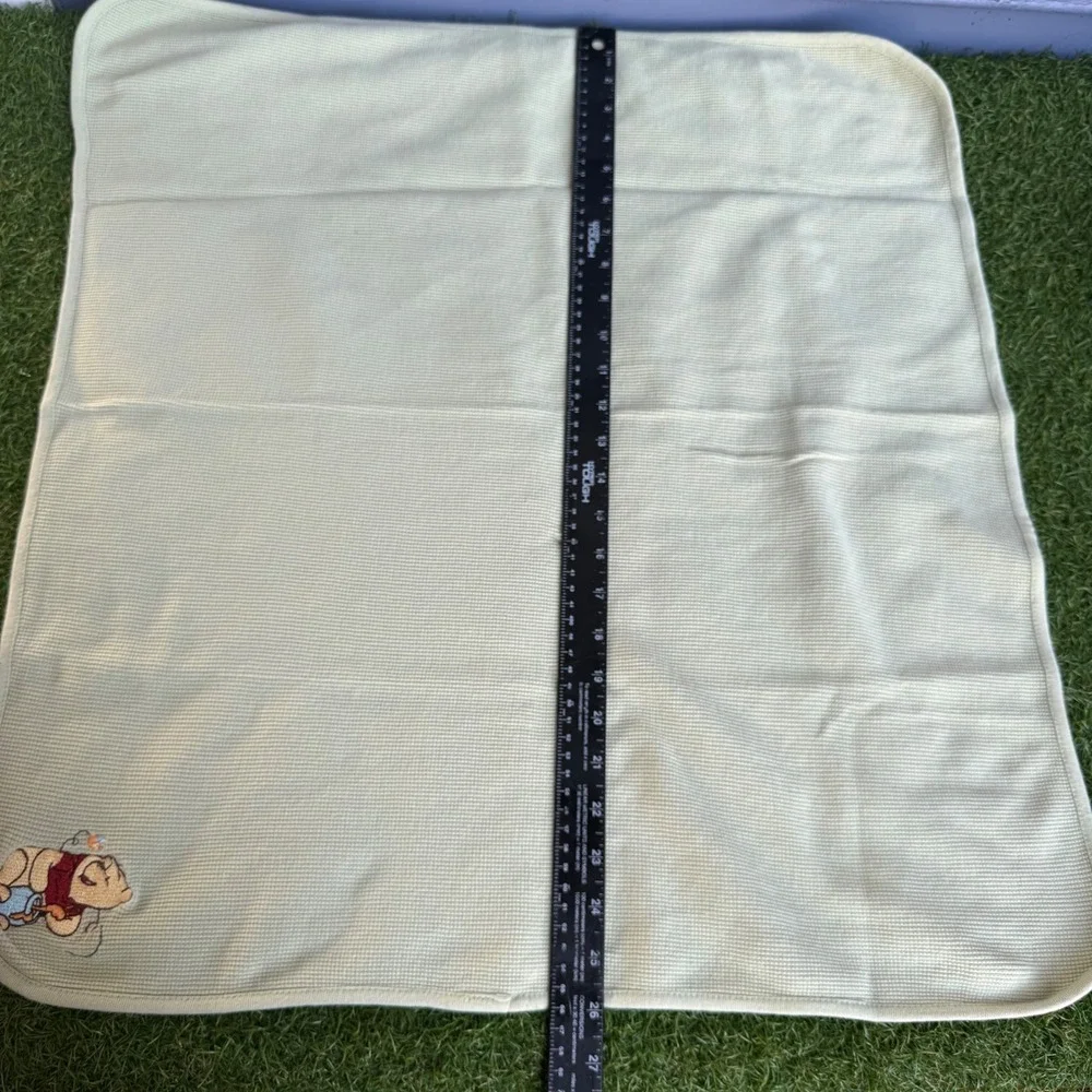 Vtg 90s Disney Winnie the Pooh Piglet Waffle Knit Baby Blanket Set 28x24 Kidcore